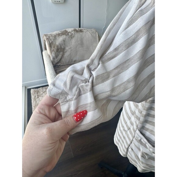 Wet Seal White Cream Striped Short Sleeve Cardigan Size Large - Picture 3 of 5